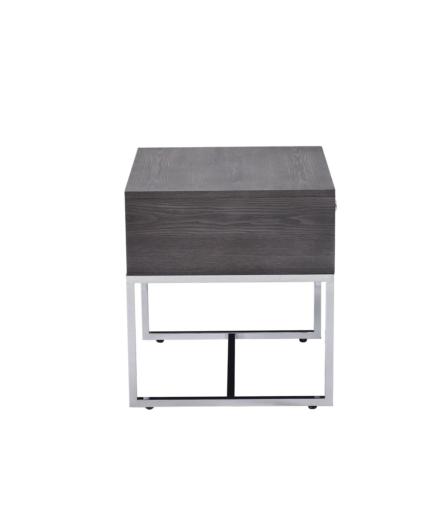 Iban End Table Gray Oak top with chrome metal frame HouseOfZazla on Tampa Home & Garden Store