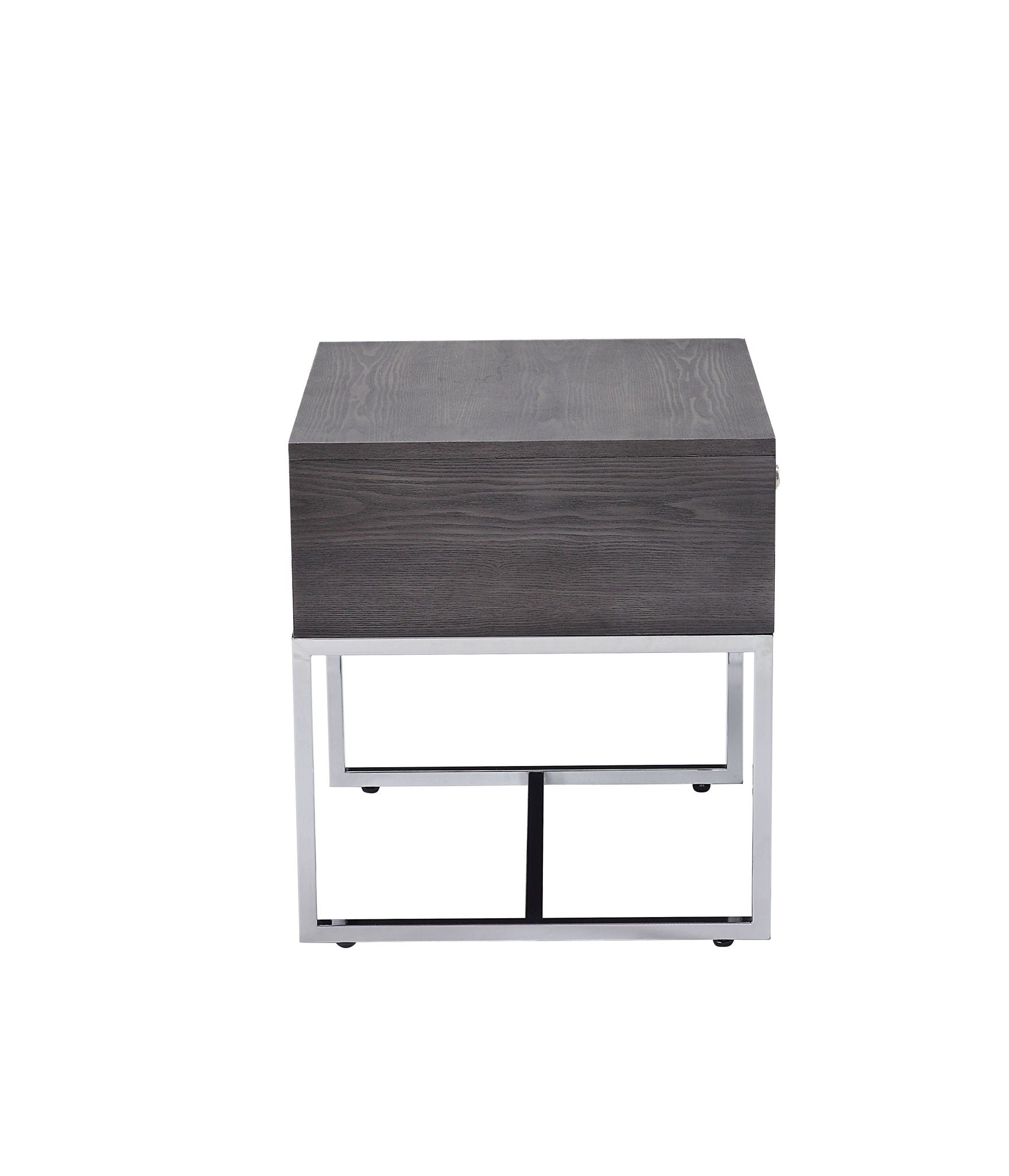 Iban End Table Gray Oak top with chrome metal frame HouseOfZazla on Tampa Home & Garden Store