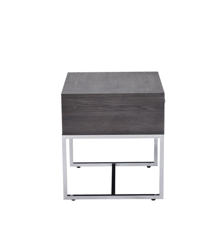 Iban End Table Gray Oak top with chrome metal frame HouseOfZazla on Tampa Home & Garden Store