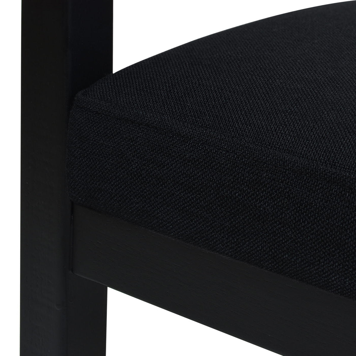 Counter height stool by HouseOfZazla with black fabric upholstered seat and black wooden frame on Tampa Home & Garden Store