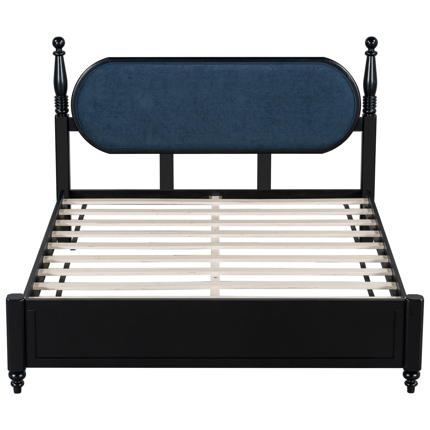 Queen Upholstered Bed Frame With Wood and Slats