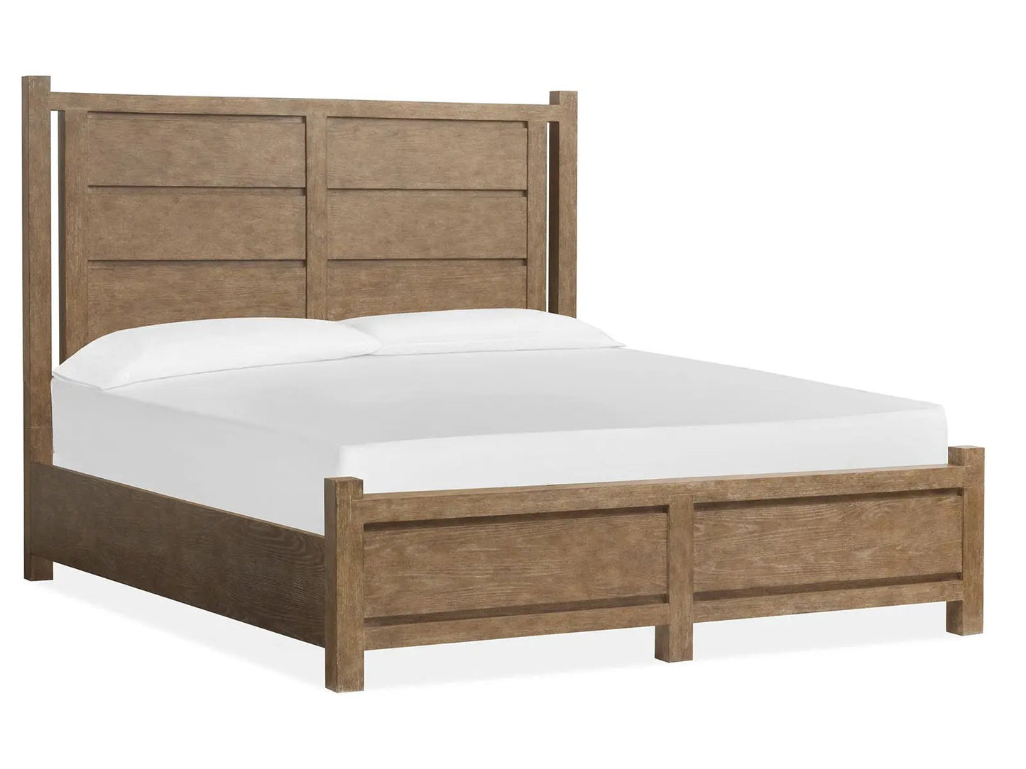 Plum Creek Panel Bed by Unique Piece Furniture in warm brown wood with paneled headboard on Tampa Home & Garden Store
