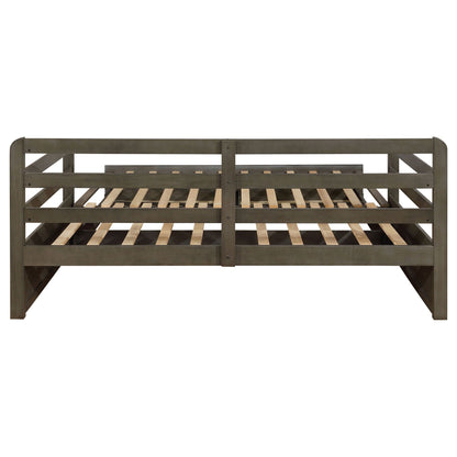 Twin Daybed With Trundle and Storage Drawers Gray
