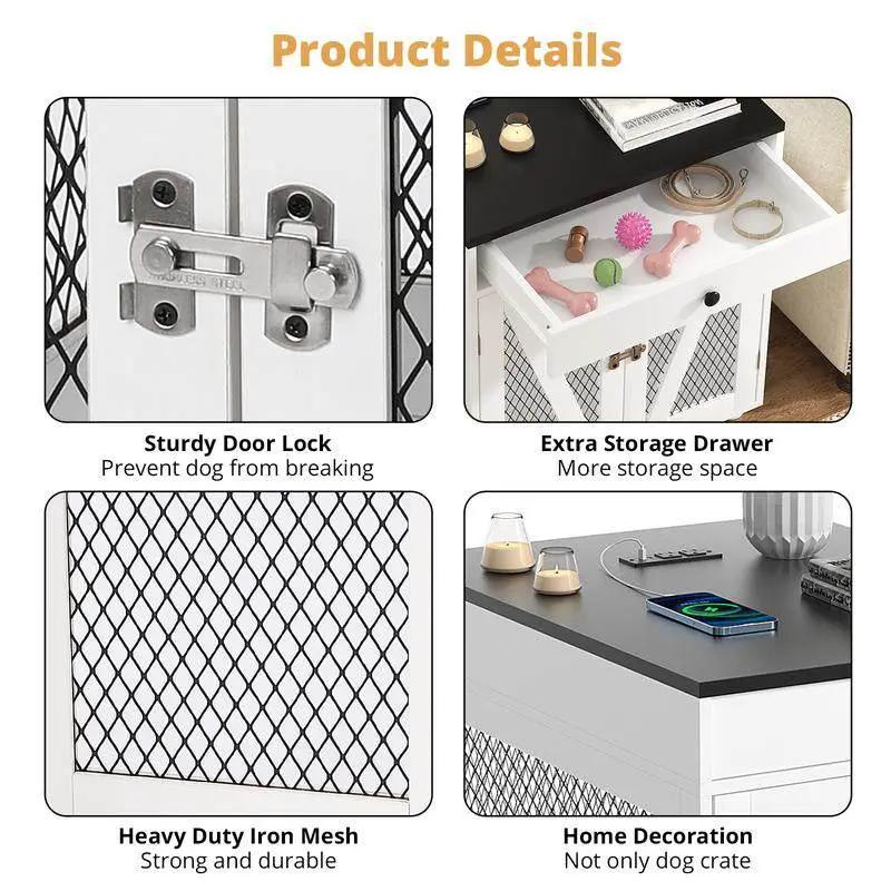 Dog Crate End Table with Drawer USB Charging, wooden kennel from The Max & Rex Collection on Tampa Home & Garden Store