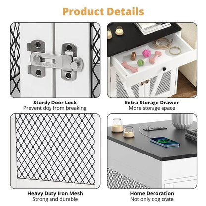 Dog Crate End Table with Drawer USB Charging, wooden kennel from The Max & Rex Collection on Tampa Home & Garden Store