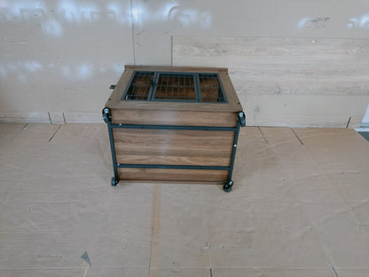 27.2in Dog Crate Furniture with Wheels for Small Dogs HouseOfZazla; wood crate, metal frame on Tampa Home & Garden Store