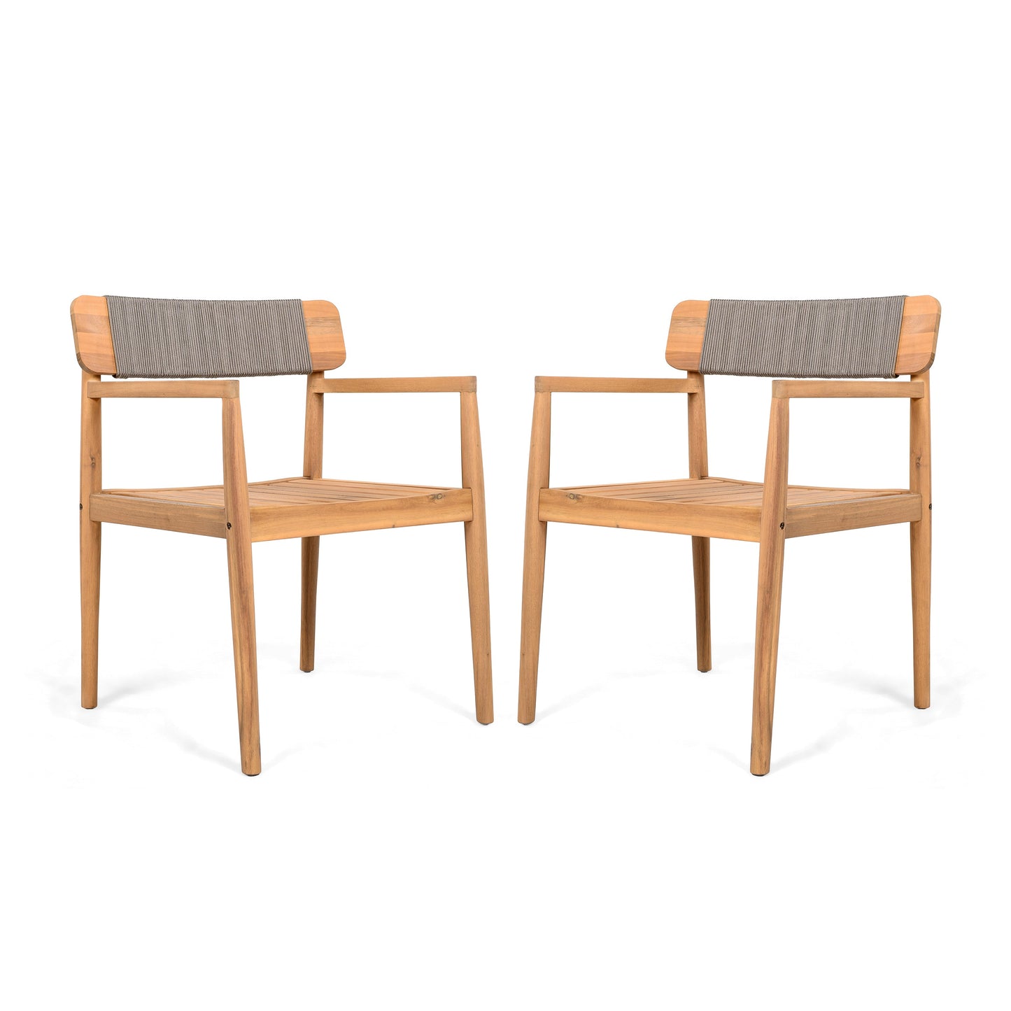 Acacia Wood Outdoor Dining Chairs with Arms