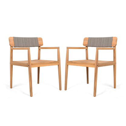 Acacia Wood Outdoor Dining Chairs with Arms