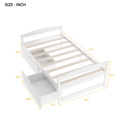 Platform Bed With 2 Drawers in white finish with slatted bed boards by HouseOfZazla on Tampa Home & Garden Store