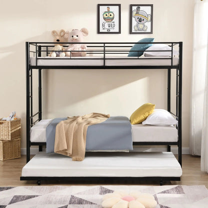 Bunk bed with trundle in black metal frame, twin over twin by Unique Piece Furniture on Tampa Home & Garden Store