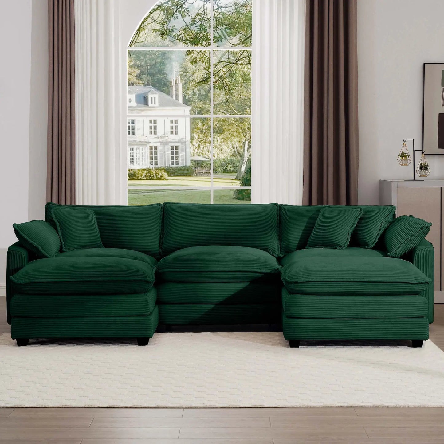 Emerald green modern oversized modular sofa with ottoman, deep seating, 3-piece set on Tampa Home & Garden Store