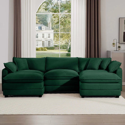 Emerald green modern oversized modular sofa with ottoman, deep seating, 3-piece set on Tampa Home & Garden Store