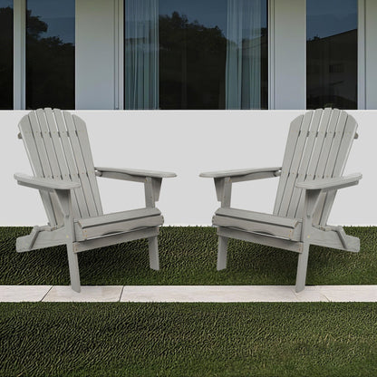 Set of Two Wooden Folding Adirondack Chairs