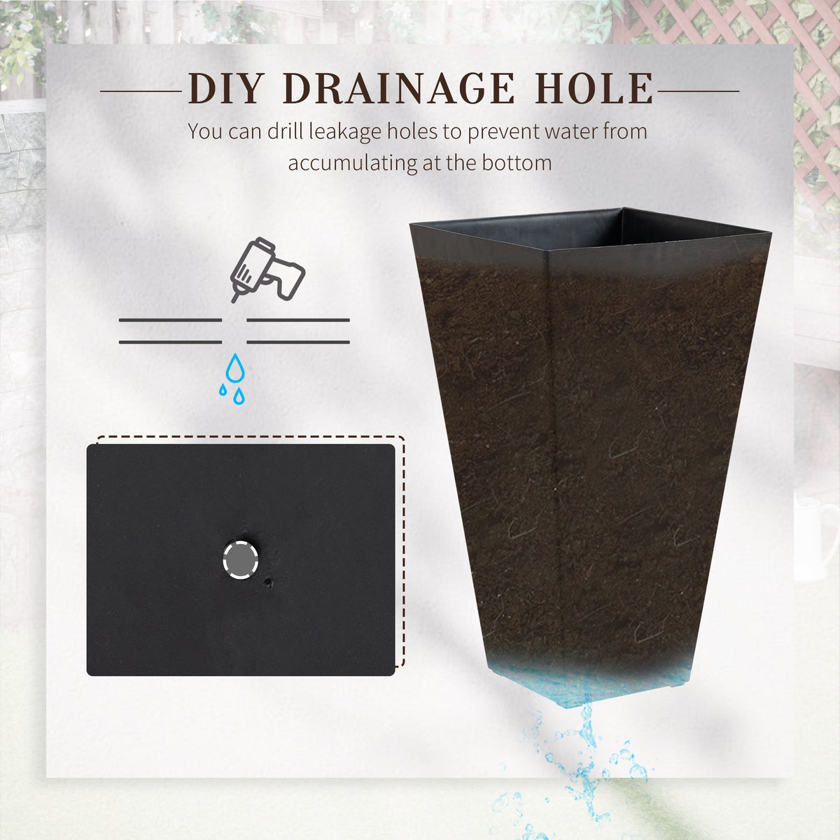 Outsunny 3-pack tall planters with drainage holes, textured brown finish by HouseOfZazla on Tampa Home & Garden Store
