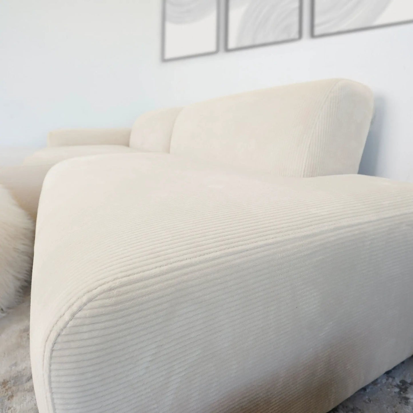 Mar high-quality stationary sectional sofa in cream ribbed fabric by Unique Piece Furniture on Tampa Home & Garden Store