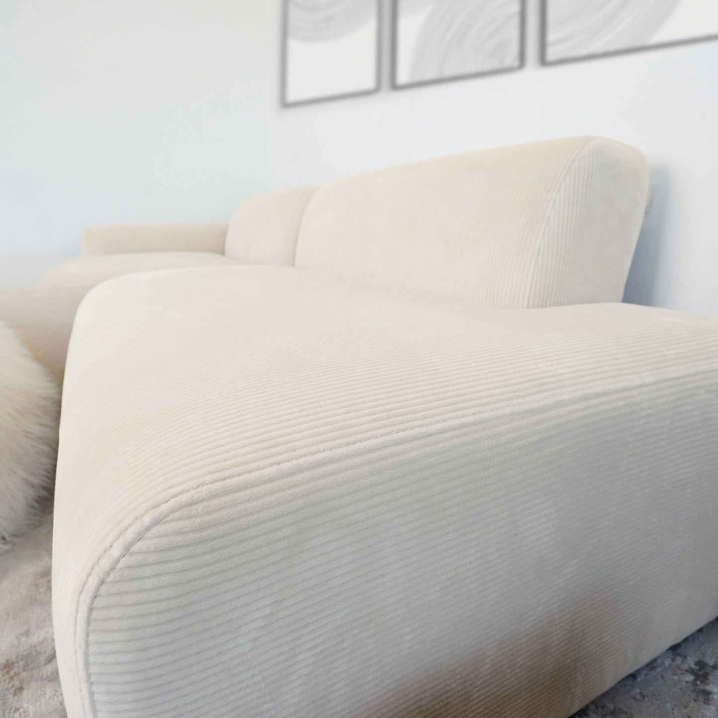 Mar High-Quality Stationary Sectional Sofa cream fabric upholstery by HouseOfZazla on Tampa Home & Garden Store