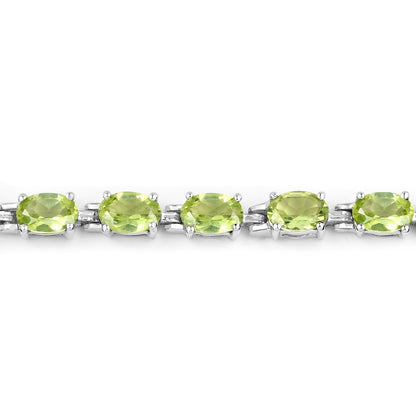 Peridot bracelet in .925 sterling silver with five oval stones, 8.61ct on Tampa Home & Garden Store