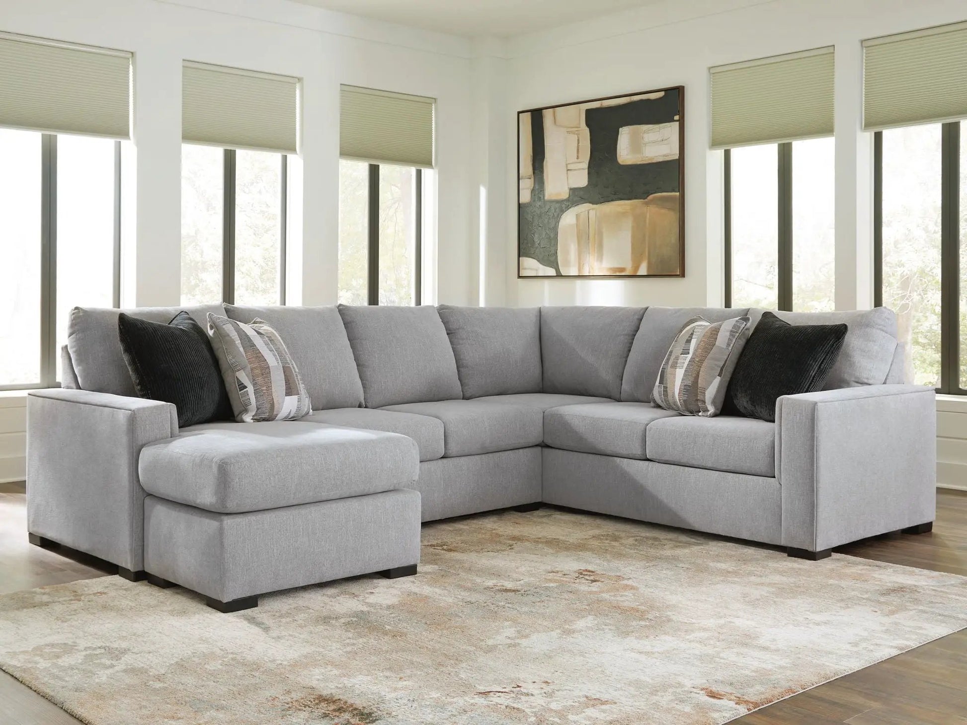 Lakepoint Sectional by Unique Piece Furniture in gray fabric with plush cushions and chaise on Tampa Home & Garden Store