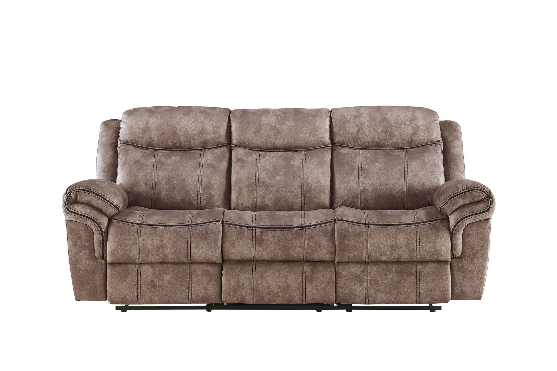 Zubaida Three-seat Recliner Sofa HouseOfZazla taupe microfiber upholstery on Tampa Home & Garden Store