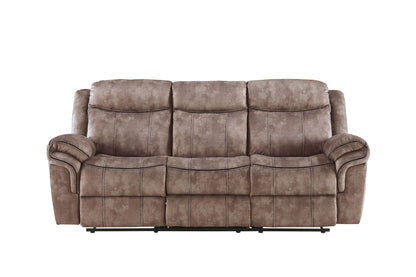 Zubaida Two Tone 3 Piece Recliner Living Room Set taupe microfiber sofa on Tampa Home & Garden Store