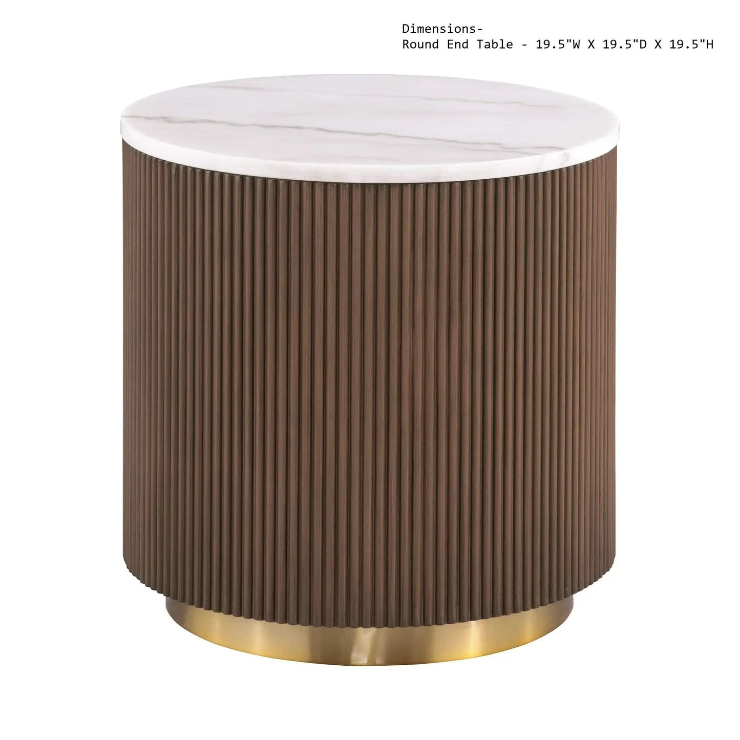 Modern Round Table with Marble Top Gold Accents