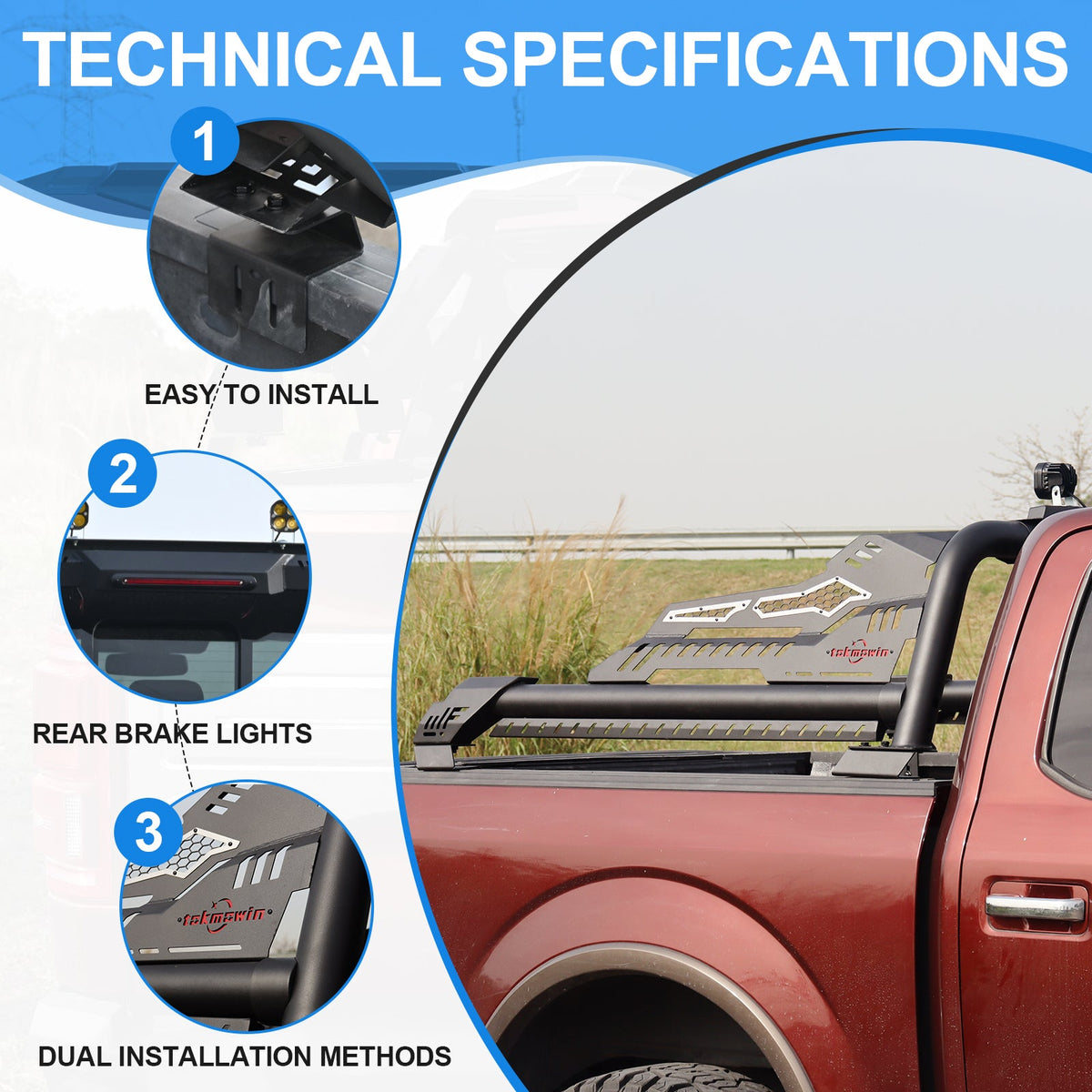 Universal Truck Bed Roll Bar steel chase rack sport bar by HouseOfZazla on Tampa Home & Garden Store