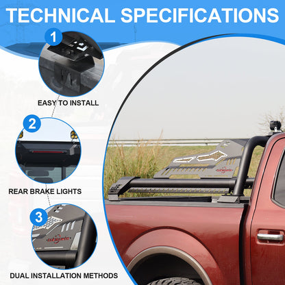 Universal Truck Bed Roll Bar steel chase rack sport bar by HouseOfZazla on Tampa Home & Garden Store