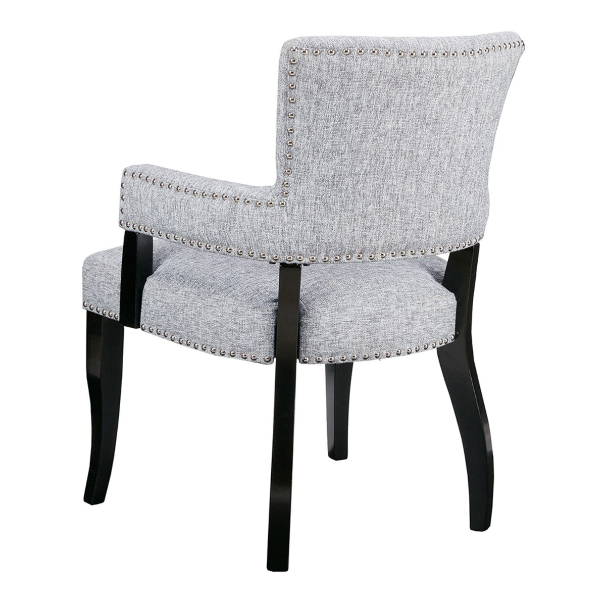 Elegant Arm Dining Chair gray fabric with brass nail head detailing by HouseOfZazla on Tampa Home & Garden Store