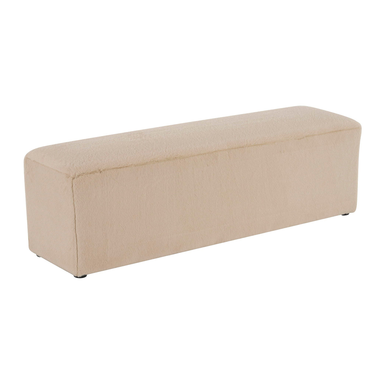Long Plush Ottoman with Ergonomic Seat Height Almond upholstered bench HouseOfZazla on Tampa Home & Garden Store