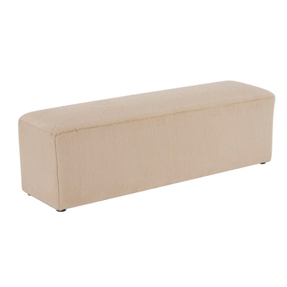 Long Plush Ottoman with Ergonomic Seat Height Almond upholstered bench HouseOfZazla on Tampa Home & Garden Store