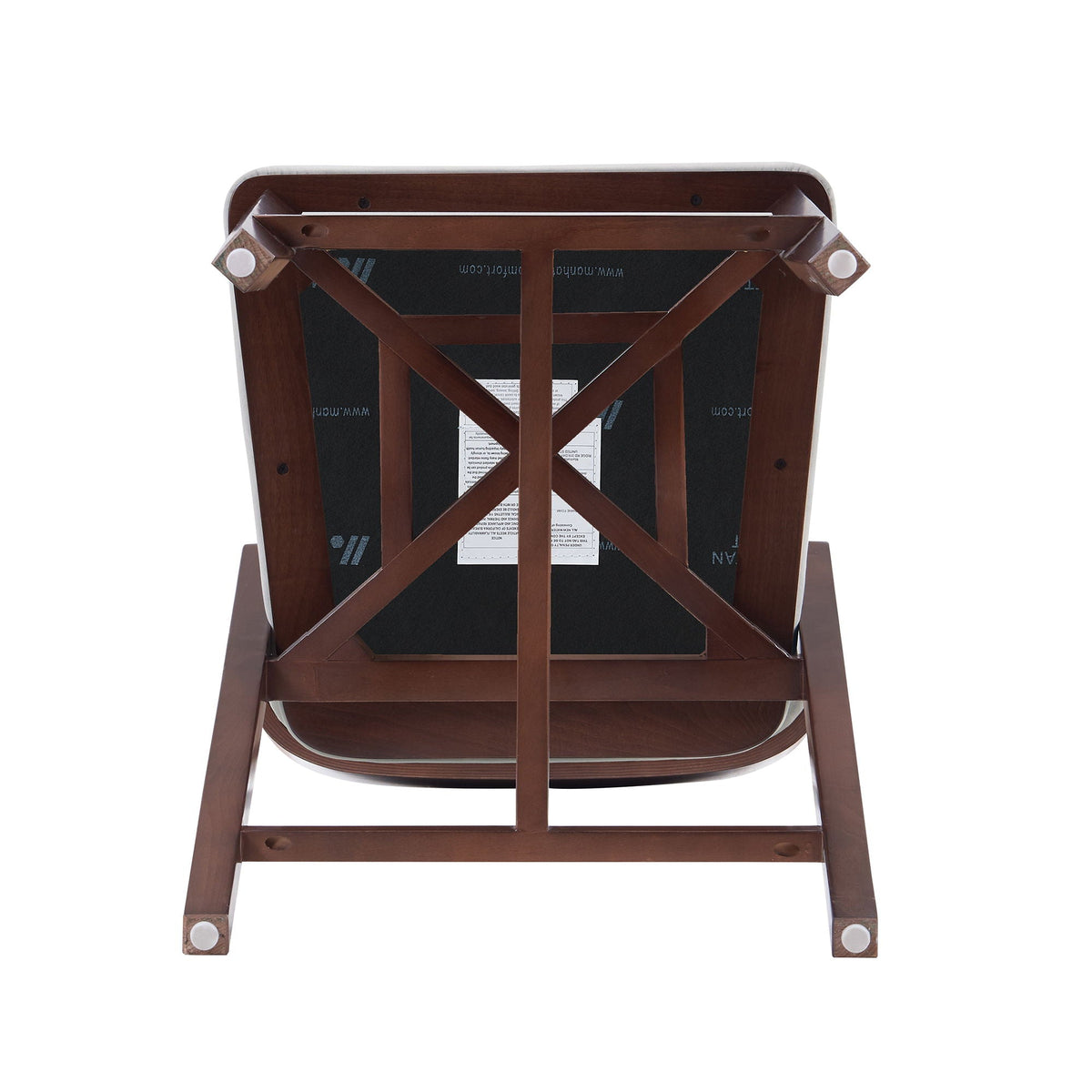 Bar Height Barstool with Backrest brown wood finish underside shows cross supports and foot caps on Tampa Home & Garden Store