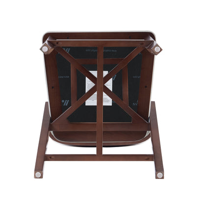 Bar Height Barstool with Backrest brown wood finish underside shows cross supports and foot caps on Tampa Home & Garden Store