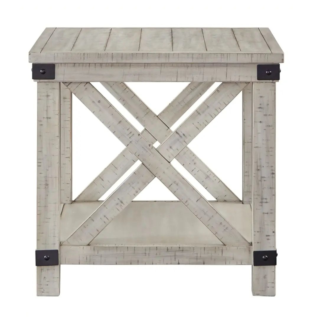 Carynhurst Rectangular End Table whitewash with X-brace legs Unique Piece Furniture on Tampa Home & Garden Store