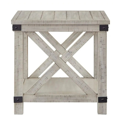 Carynhurst Rectangular End Table whitewash with X-brace legs Unique Piece Furniture on Tampa Home & Garden Store