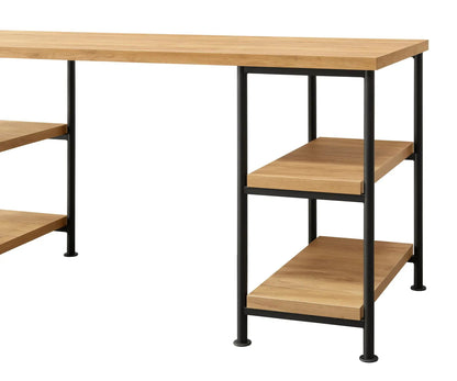Golden Oak Desk with Four Storage Shelves