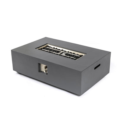 Rectangular fire pit table light gray with 50,000 BTU burner and rock bed by HouseOfZazla on Tampa Home & Garden Store
