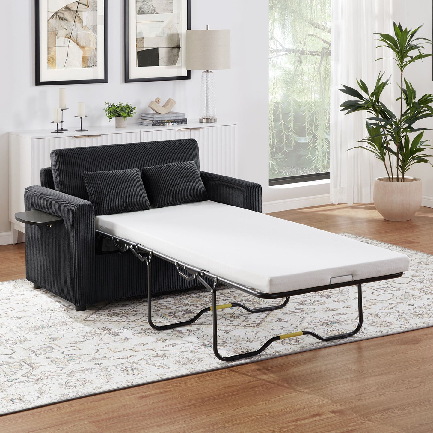 Foldable Sleeper Sofa with USB Ports and Storage