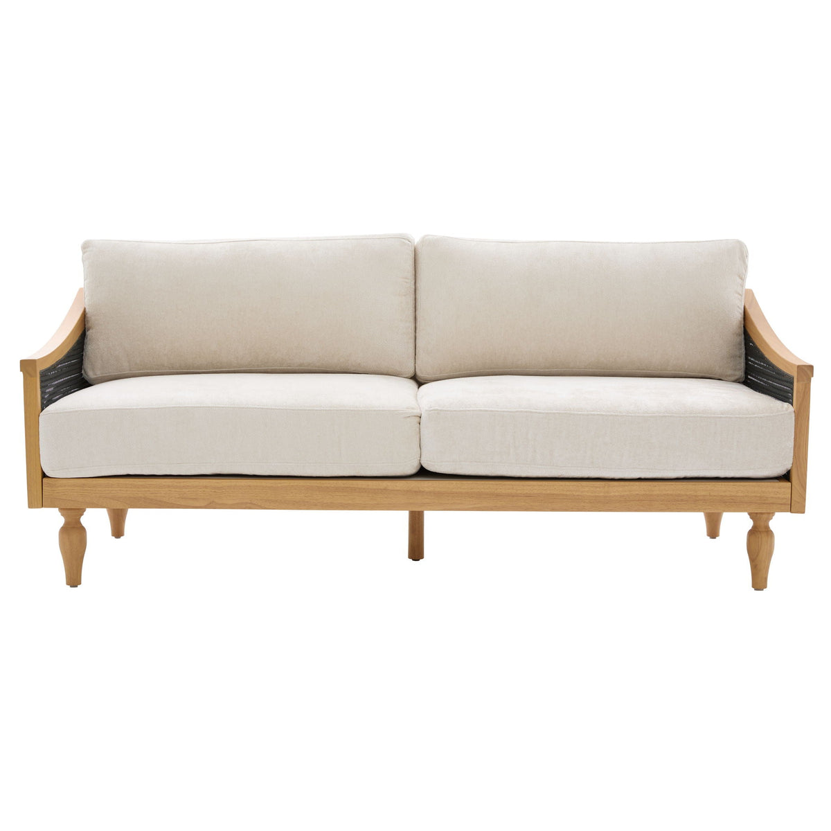 Compact Black Loveseat with Solid Wood Frame