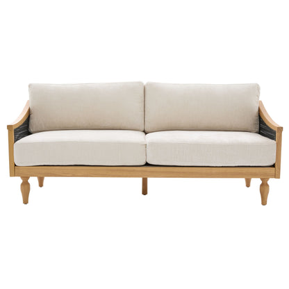 Compact Black Loveseat with Solid Wood Frame