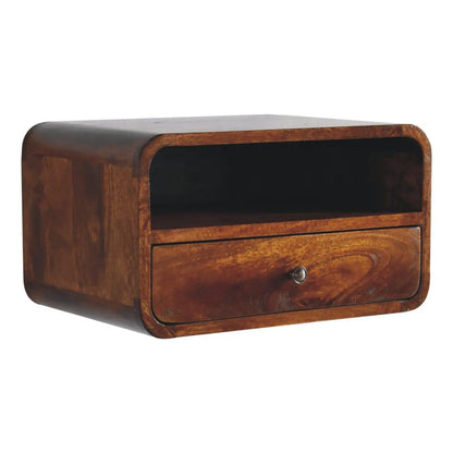 Curved Upper Slot Floating Nightstand with Drawer