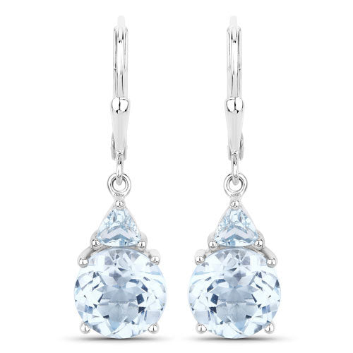 Sterling silver lever-back earrings pair of 7.52ct baby Swiss blue topaz and blue topaz Bids.com on Tampa Home & Garden Store
