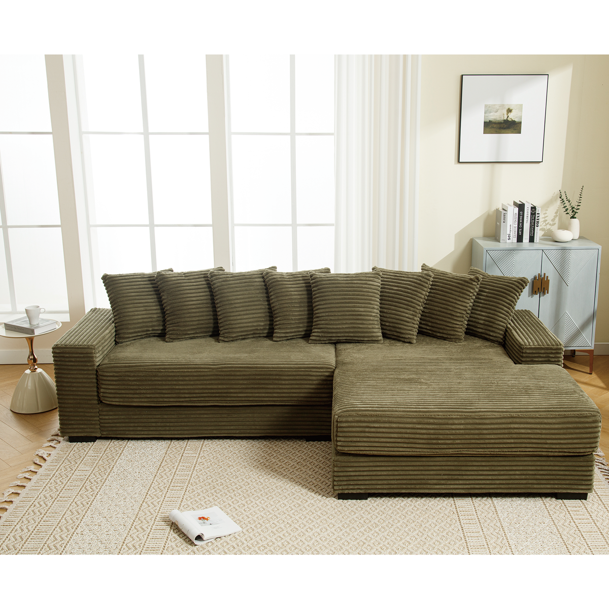 The Oversized Corduroy L Shaped Living Room Sofa