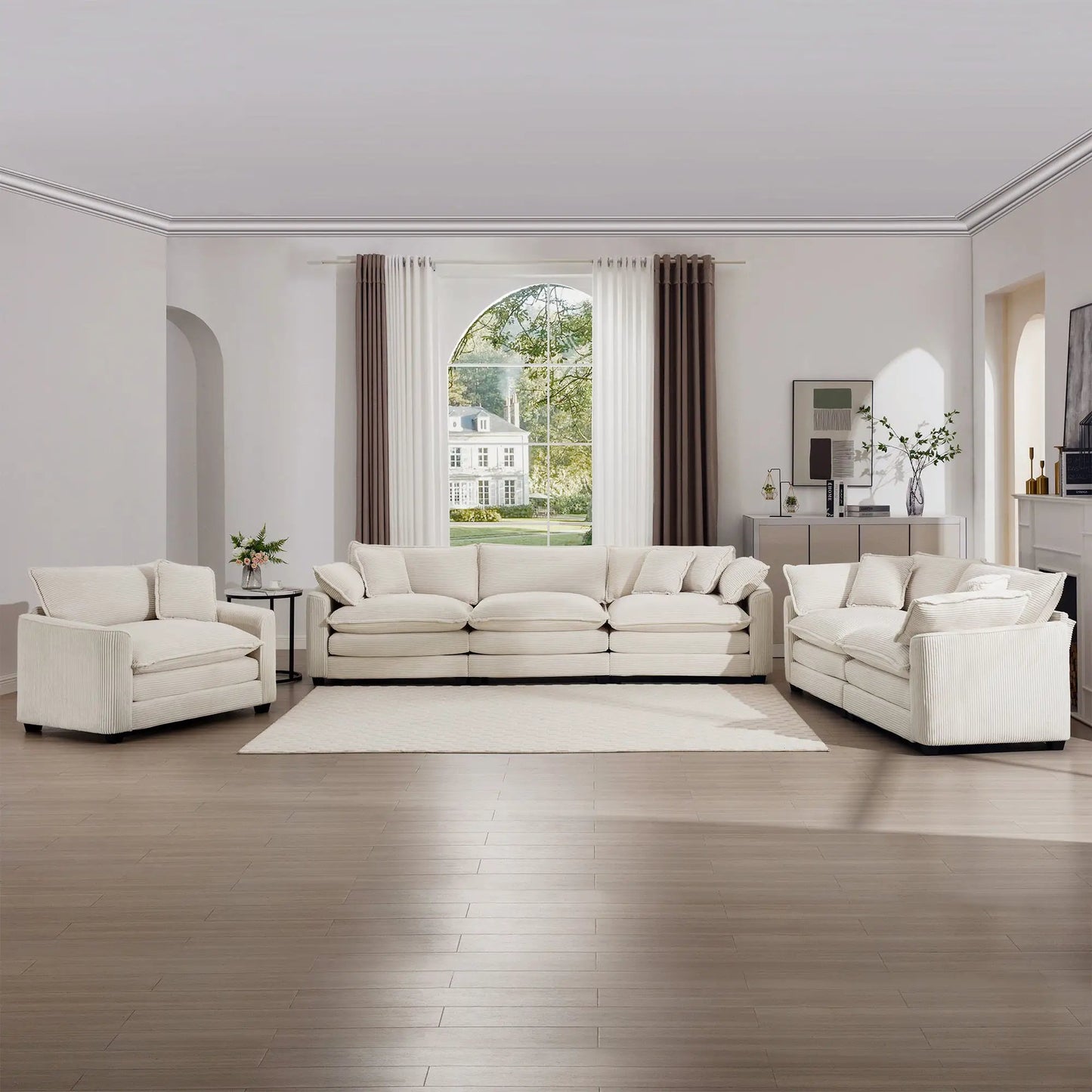Elegant Sectional Sofa Set with Deep Seats
