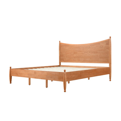 Classic transitional king solid wood platform bed frame by HouseOfZazla in honey with headboard on Tampa Home & Garden Store