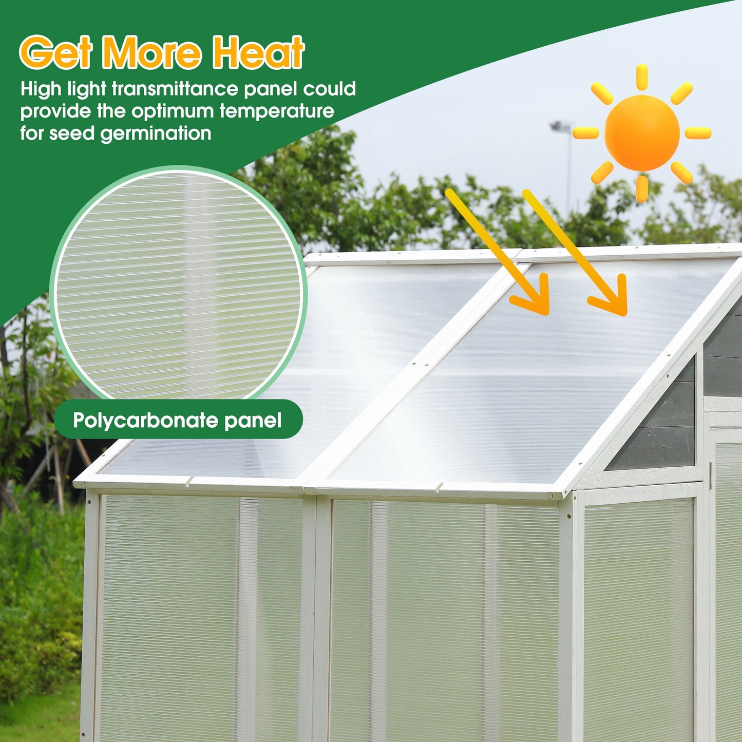 White Wooden And Polycarbonate Walk In Greenhouse