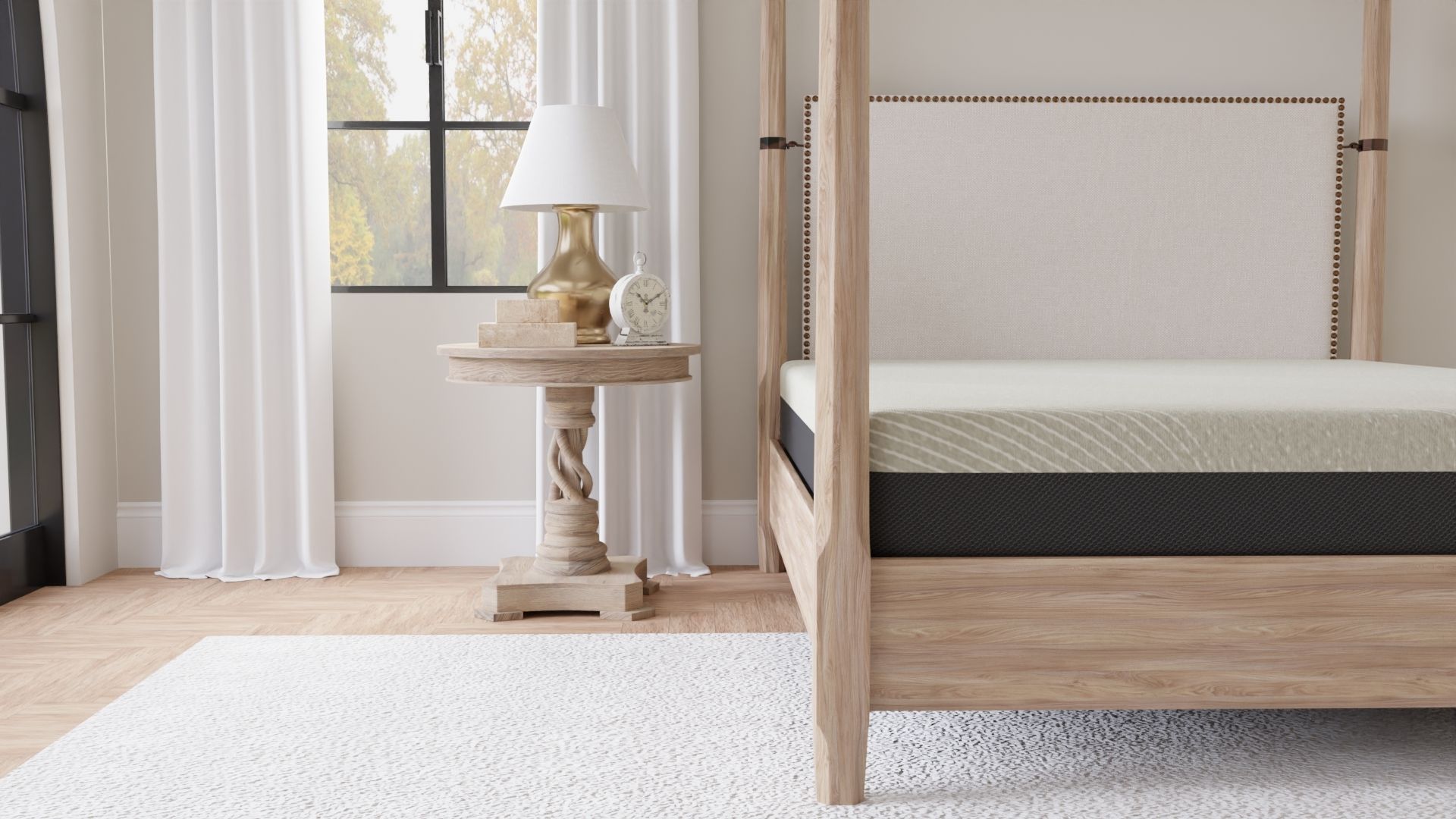 8-inch Comfort Series Firm Gel Memory Foam Tight Top Mattress on a natural wood bed frame on Tampa Home & Garden Store