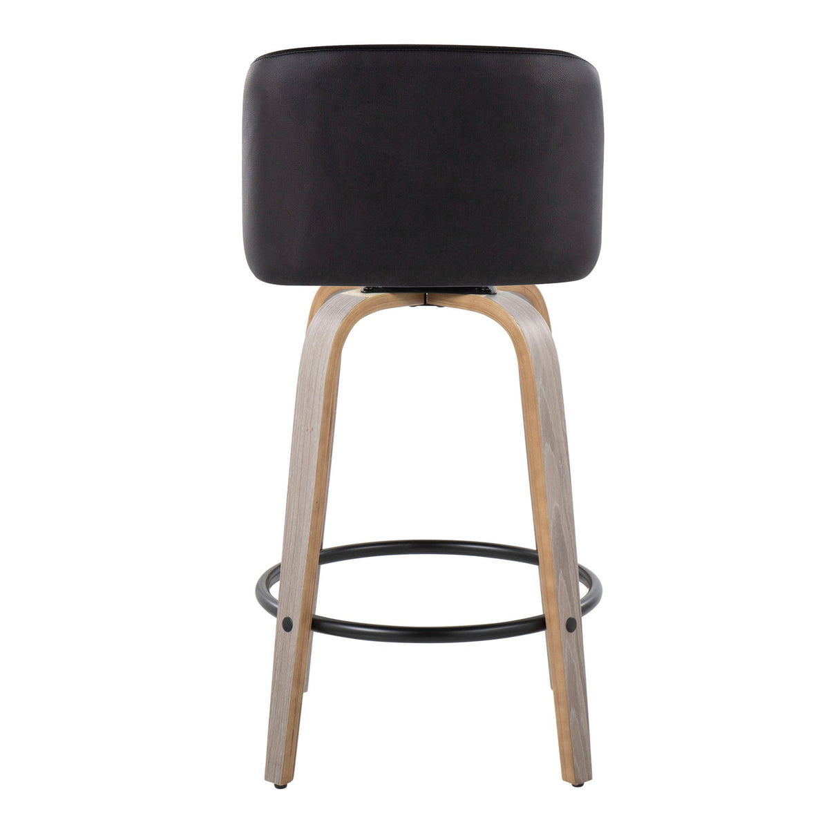 Toriano Contemporary Counter Stool set of 2 black upholstery wood legs metal footrest HouseOfZazla on Tampa Home & Garden Store