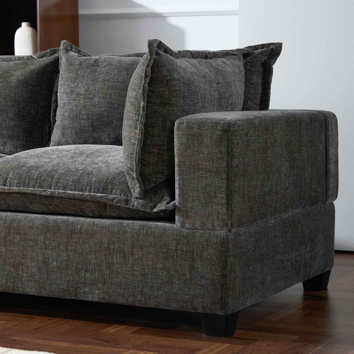 117.5'' modular sectional sofa with movable storage ottoman in gray fabric by HouseOfZazla on Tampa Home & Garden Store