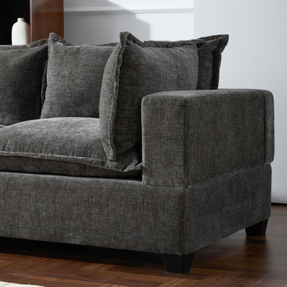 117.5'' modular sectional sofa with movable storage ottoman in gray fabric by HouseOfZazla on Tampa Home & Garden Store