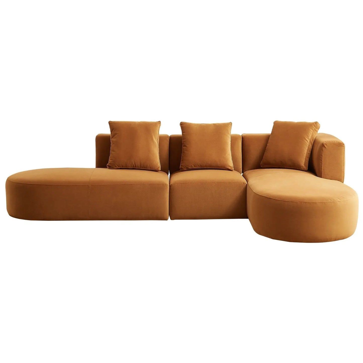 Orby tan leather stationary sectional sofa with plush cushions by Unique Piece Furniture on Tampa Home & Garden Store